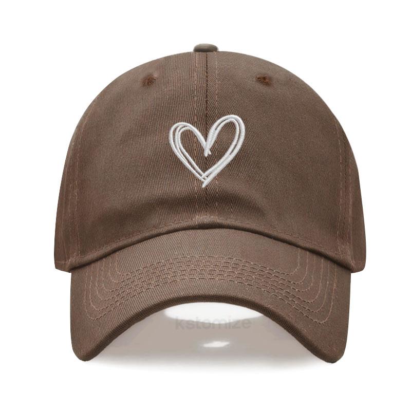 Unisex Soft Cotton Dad Hat Heart Embroidery Baseball Cap For Women Men Adjustable Unisex Casual Sports Caps