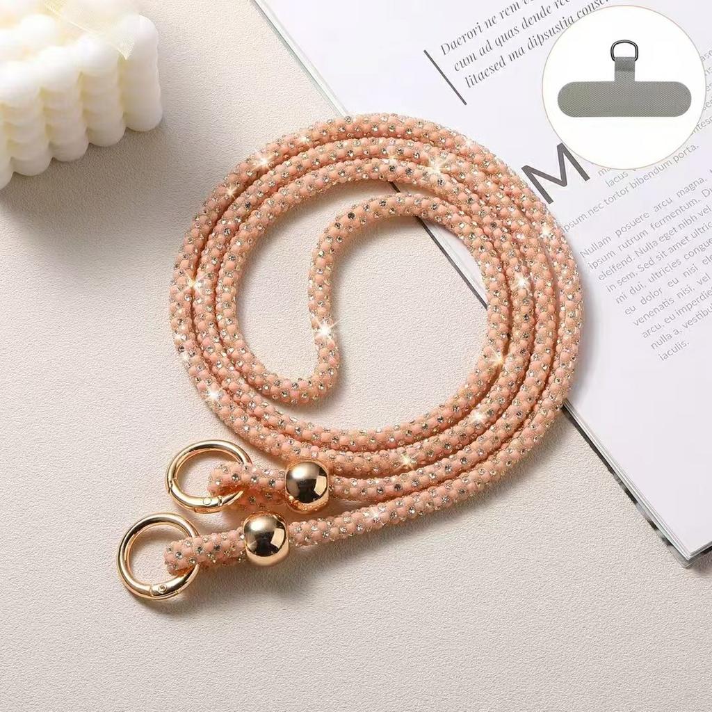 60cm Pasek na telefon z paskiem na ramię i uchwytem na telefon komórkowy Plastikowe perły Ozdoba ze strasu