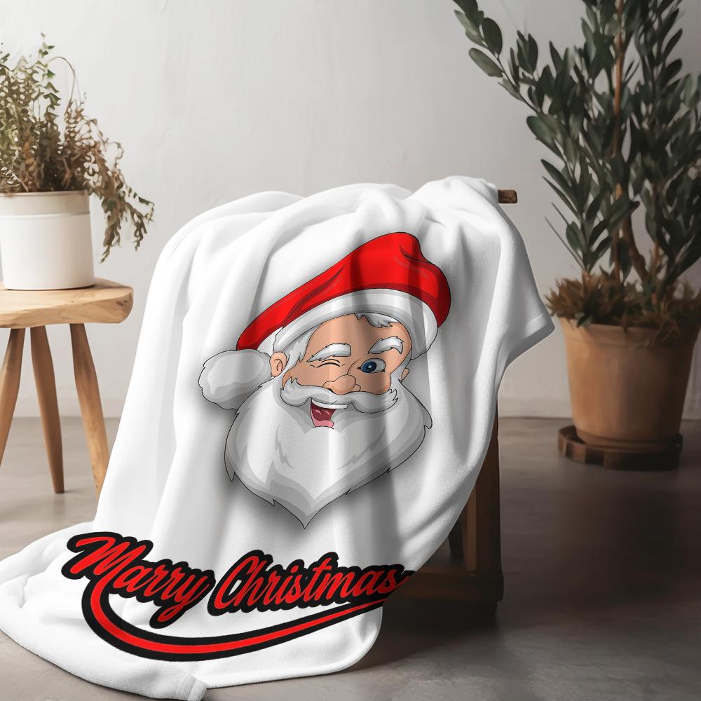 Tuniu Santa Claus Christmas Blanket Soft Cozy Warm Throw Blanket for Sofa Bed Bedroom Decoration 75x90cm