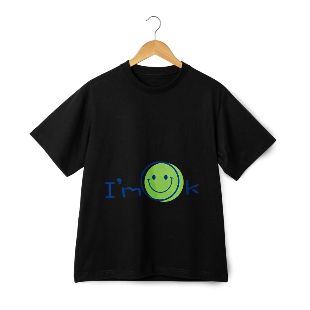 

I m Ok Smile Cartoon Casual T - Shirt, Unisex in Black and White 4XL