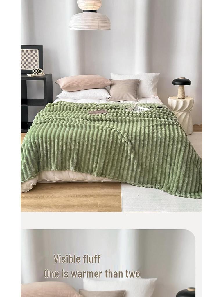 Rabbit Fur Plush Flannel Blanket - Sofa Cover & Nap Blanket for Office or Dormitory