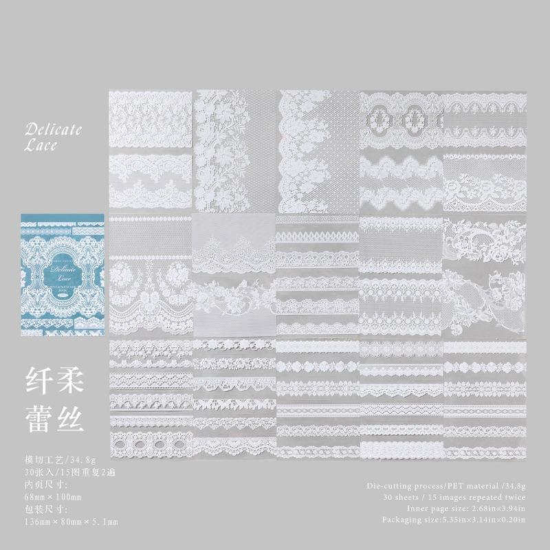 Vintage Lace Pattern Pet Sticker Book For Hand Account Diy Scrapbook Decoration