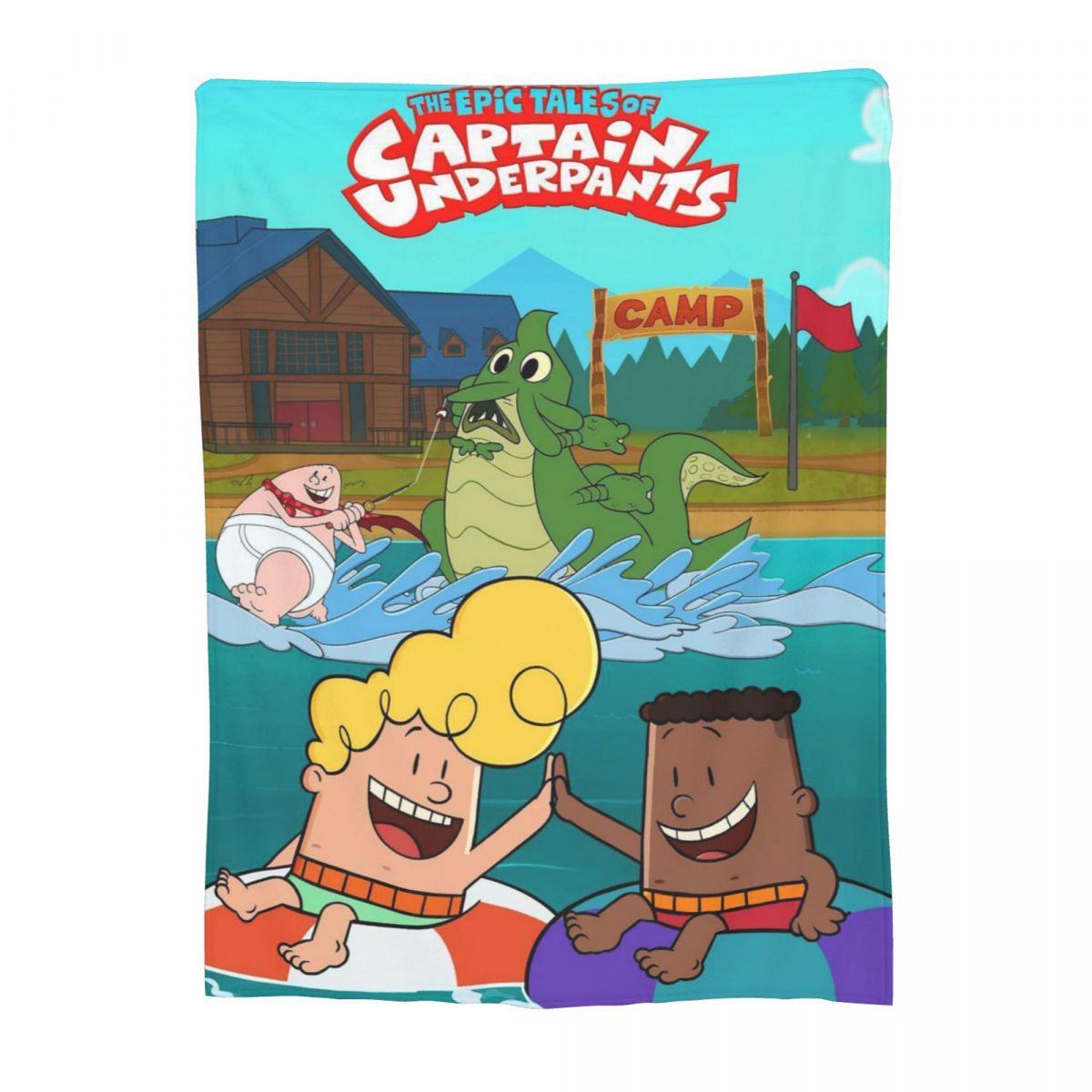 Captain Underpants - Comic Cartoon Blanket Soft Warm Flannel Throw Blanket Bedding for Bed Living room Picnic Travel Home Sofa Size: 75*100cm, Weight: 230 GSM