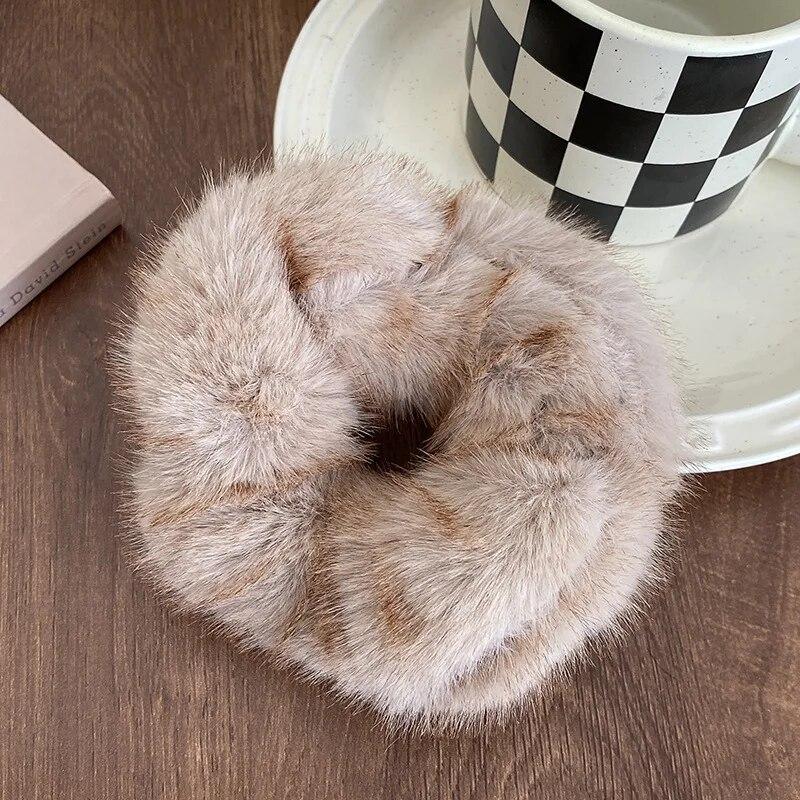 Winter Soft Hair Scrunchies For Women Plush Elastic Hair Band Multicolor Rubber Bands Ponytail Holder Headband Hair Accessories