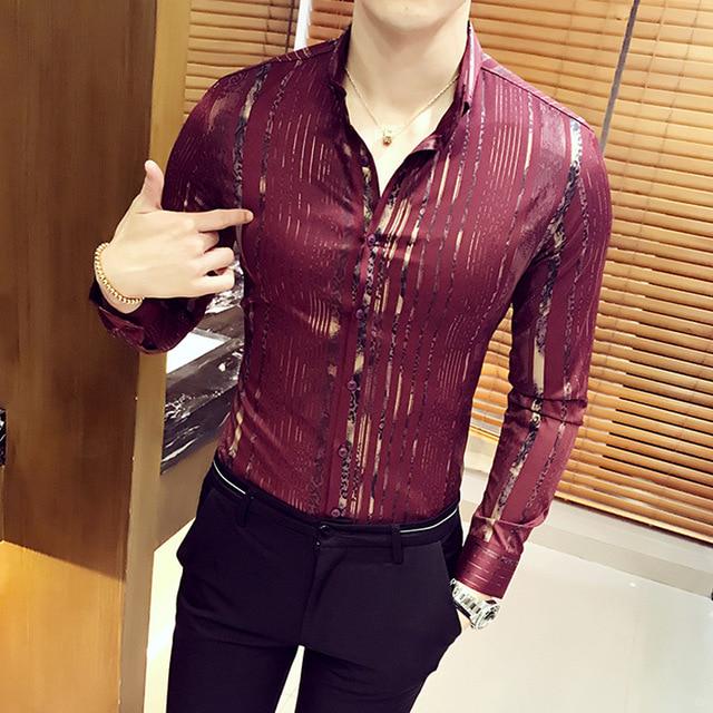 Buy Luxury Gold Shirt Men New Long 