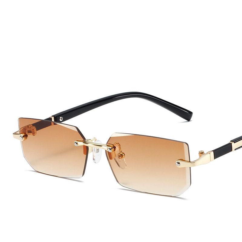 Trendy sluneční brýle bez obrouček pro muže Dámské Módní Bezrámové obdélníkové sluneční brýle Retro stínítka Letní cestovní brýle UV400