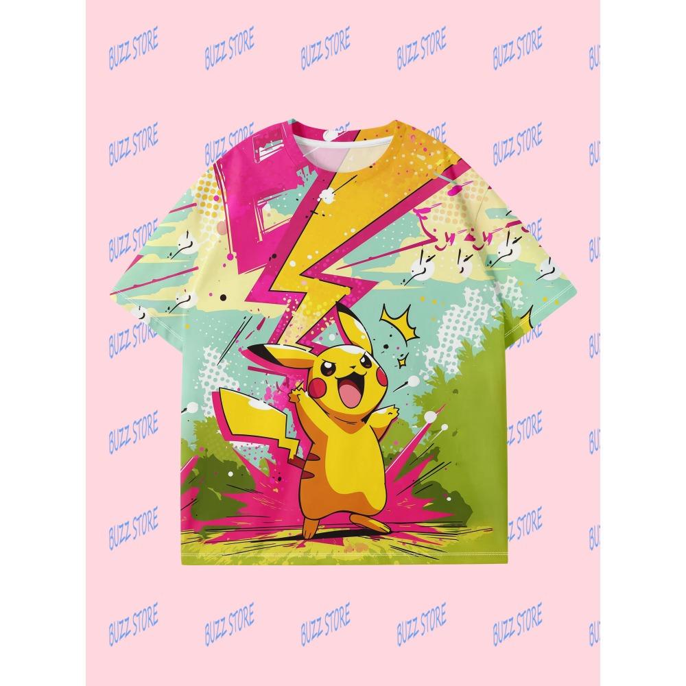 3D printed short sleeved T-shirt, Pocket Monsters, comfortable and breathable outdoors, suitable for adults and children