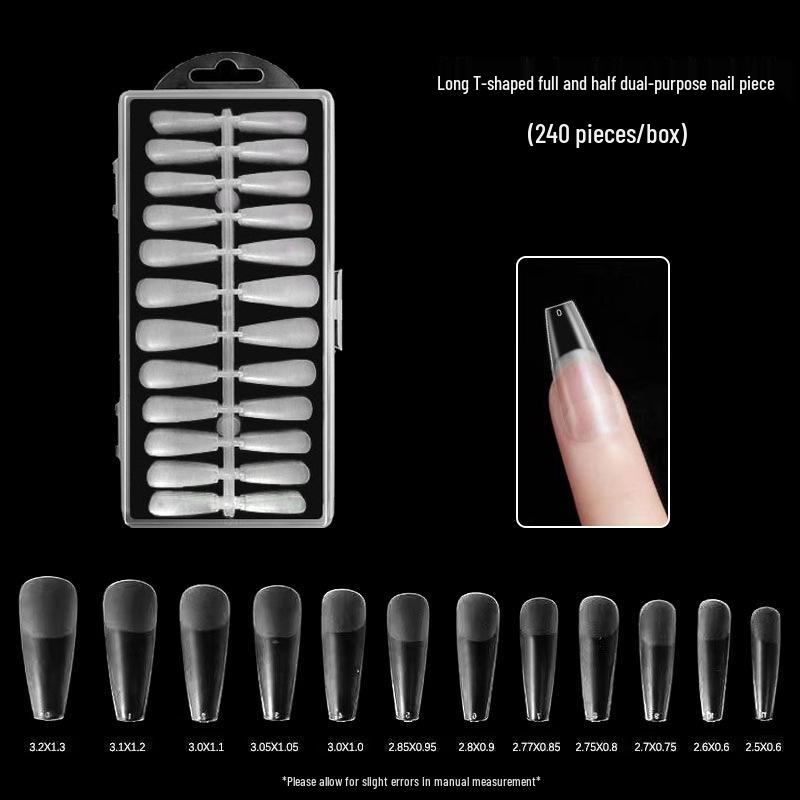 240 Ultra-Thin Matte Almond Nail Tips, Filing-Free, Seamless, Full/Half Use Stickers