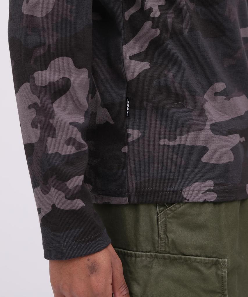 AVIREX DAILY RIB LONG SLEEVE NECK T-SHIRT(WEB Exclusive) CAMOUFLAGE black