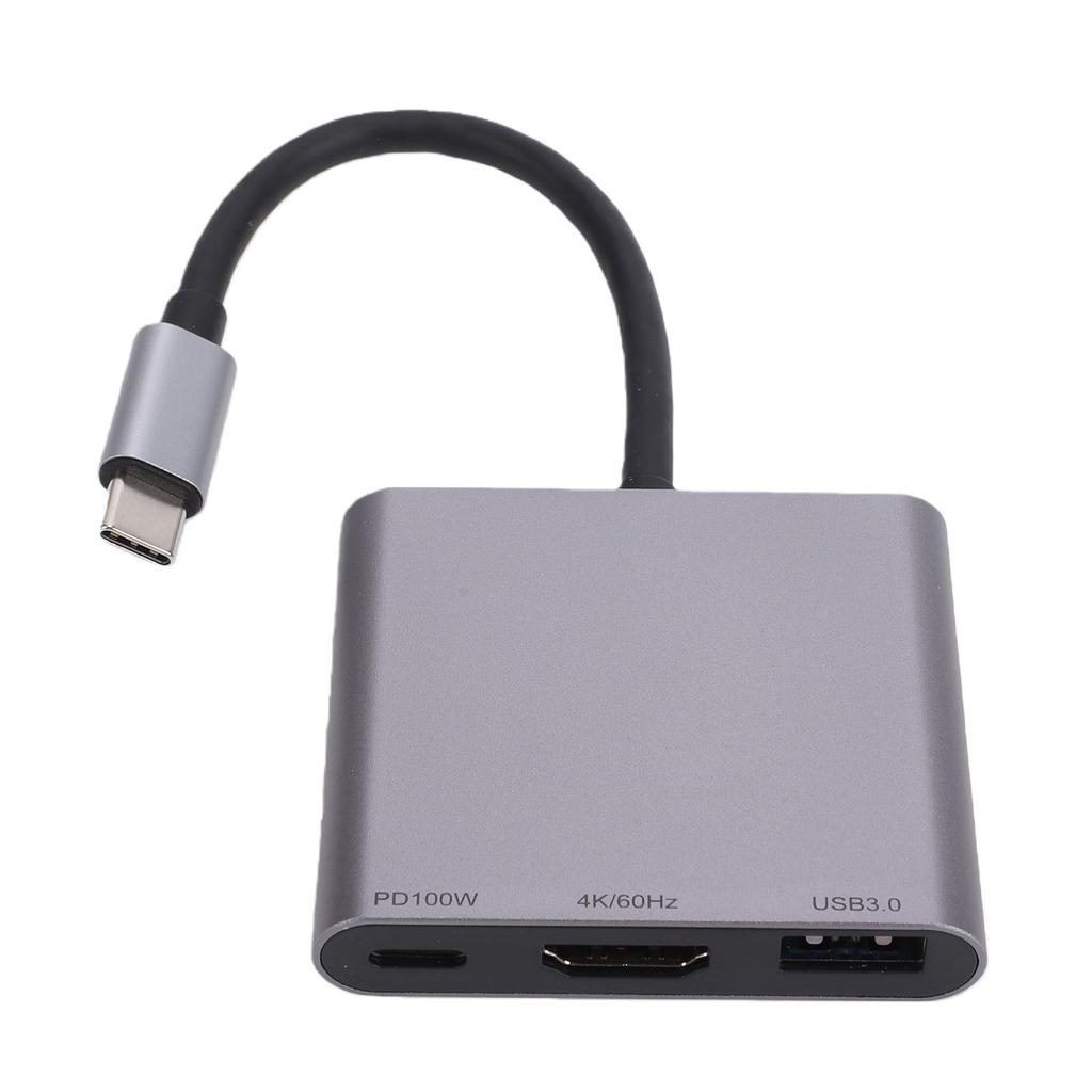 Hub USB C 3 em 1 Adequado para Óculos AR XREAL One Adaptador Multiportas Estação de Docking Suporta Carregamento Rápido PD 100W 4K 60Hz