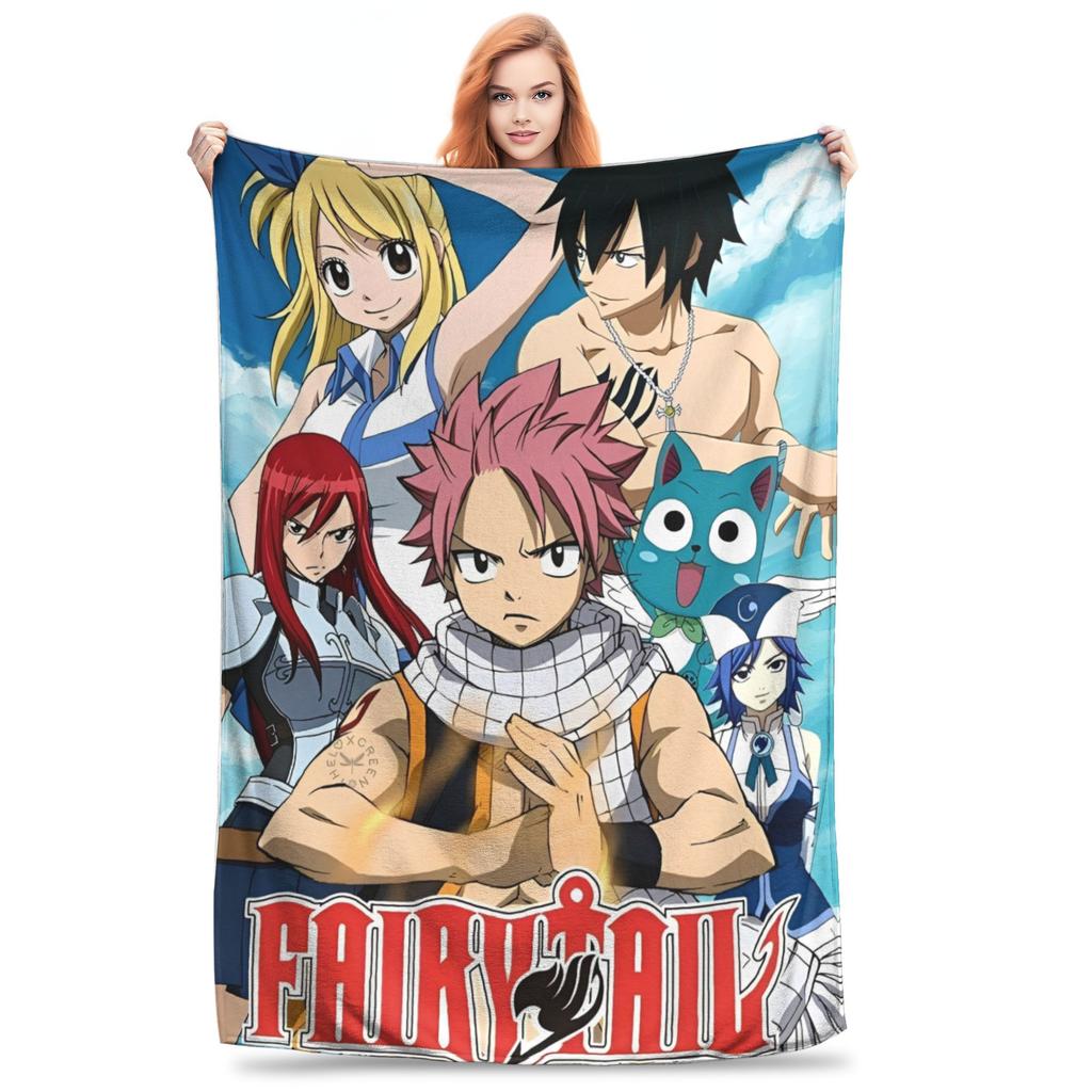 Fairy Tail Knitted Blanket Flannel  Super Soft Throw Blankets for Outdoor Travel Bedspread