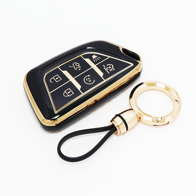 6 Buttons Accessories Keyless Auto Car Key Fob Case Cover Keychain Protector For Cadillac Lyriq Ct4 Ct5 Xt4