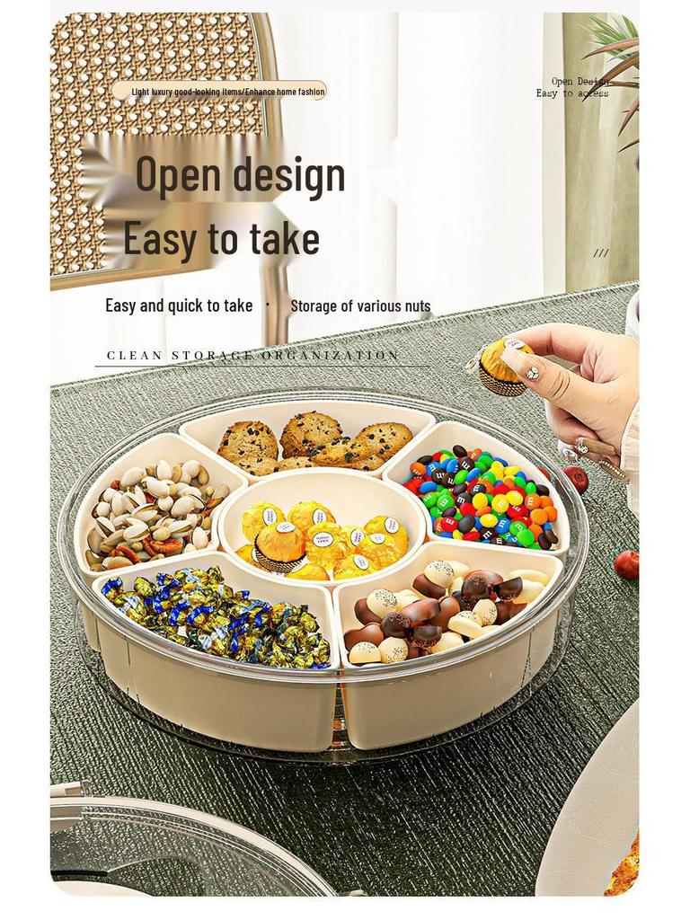 360° Rotating Six-Compartment Storage Box for Refrigerator & Picnic - Fresh-Keeping Fruit Bowl