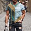 New 3D Splicing Men's Summer Short Sleeved Round Neck Pullover Plus Size Top Casual and Personalized Holiday Polyester T-shirt