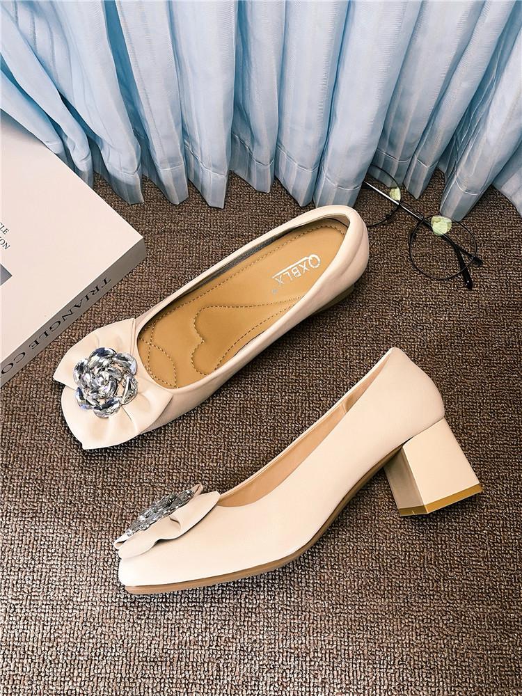 Women s Elegant Square Toe Rhinestone Flats - Chunky Heel Commuting Shoes for Spring/Autumn 2026 36 цветов