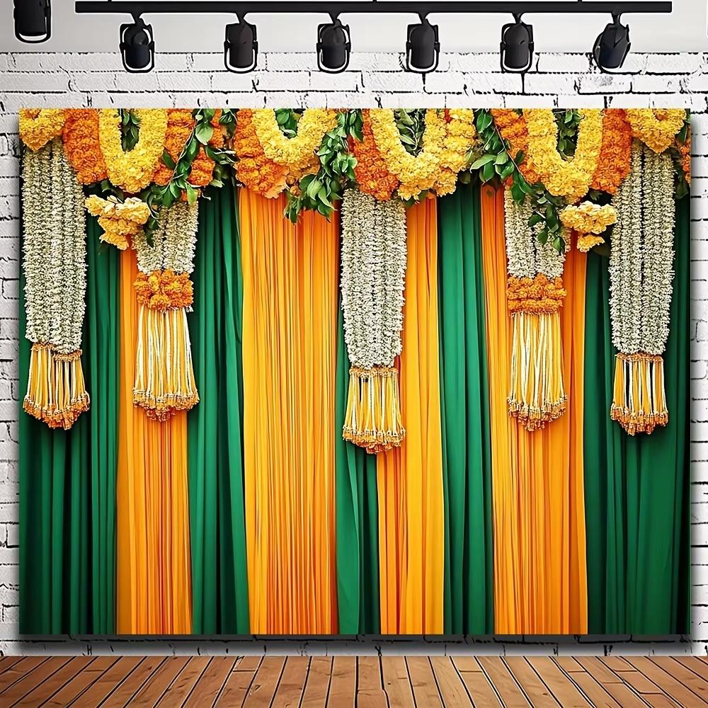 1 piece of inspiring Indian-style polyester - for traditional festivals, weddings, decorations, Indian wedding decorations 100x150cm