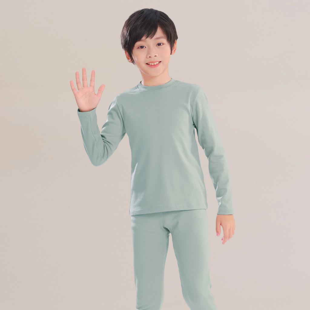 Autumn Kids Basic Pajamas Sets Soild Cotton Warm Toddler Boys Girls Sleepwear Suit Long Sleeve Homewear Children Clothing