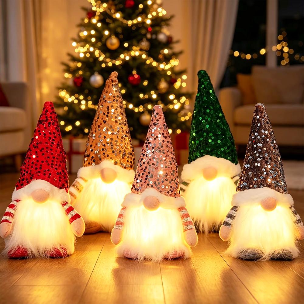 30cm Vánoční skřítek Elf s LED nočním světlem Vánoční dekorace pro domov Xmas Navidad 2027 Novoroční dárky