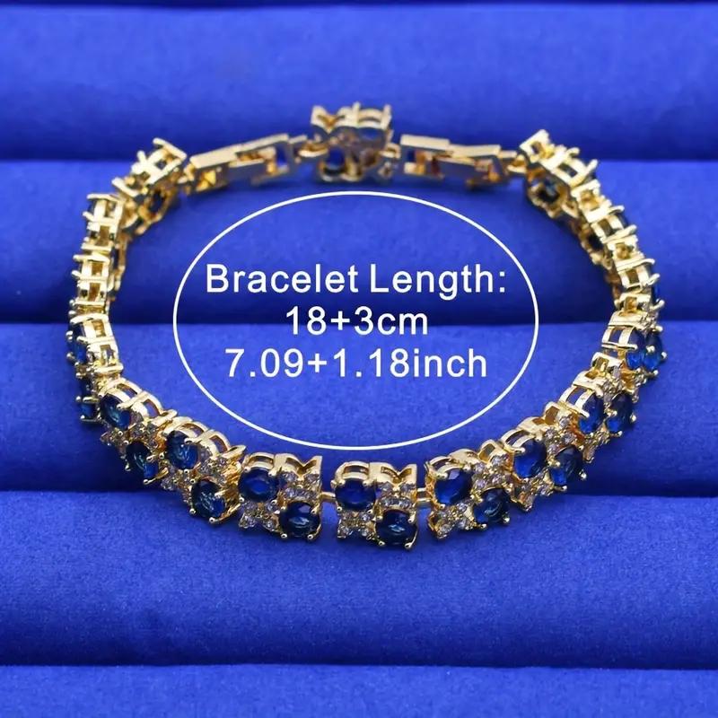 Luxuriöses Vintage Blaues Zirkonia Armband Vergoldeter Schmuck für Frauen Perfekt für Hochzeiten, Partys, Valentinstagsgeschenk