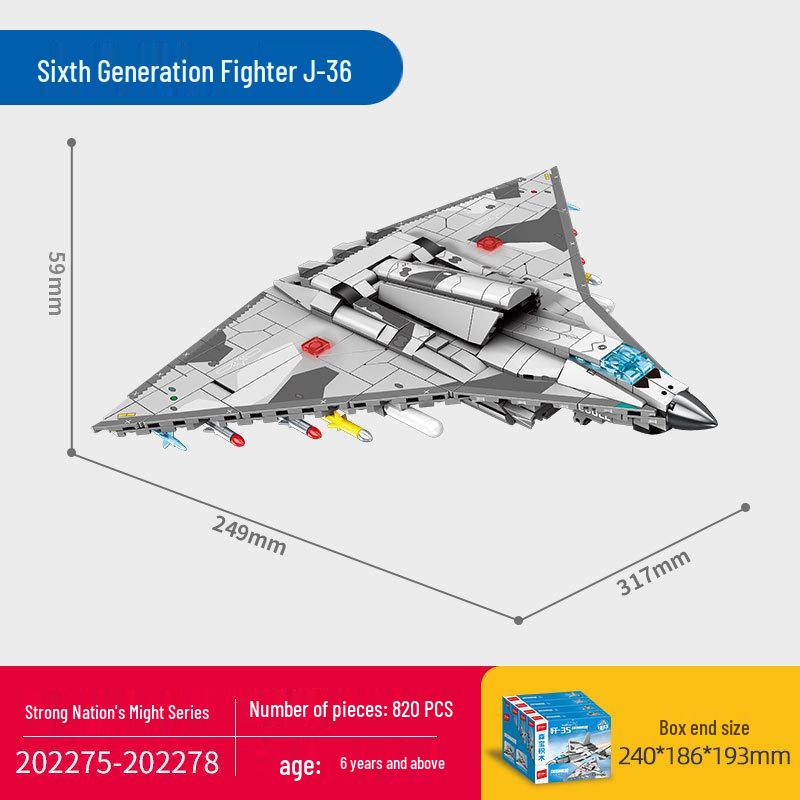 Senbao J-36 Fighter Jet Model Building Blocks - Educational Toy for Kids