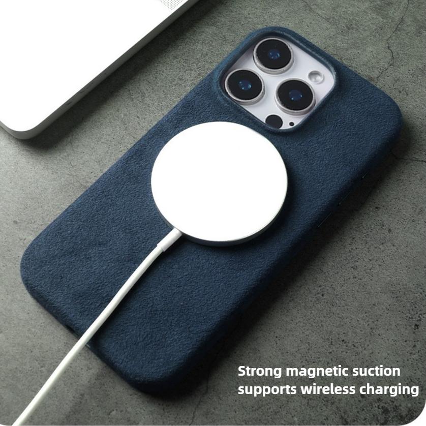 Magnetic Alcantara Suede Phone Case for iPhone 17 Pro Max Air 17 16 Pro 15 14 Plus 13 12  All-inclusive Wireless Charging Cover