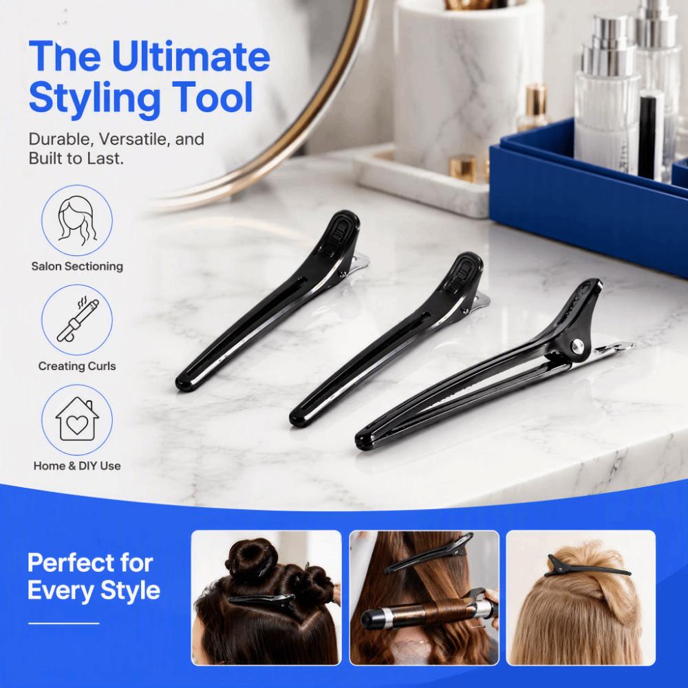 12PCS Black Color Duckbill Hair Clips Aluminium Alloy Alligator Hair Clips Home Use