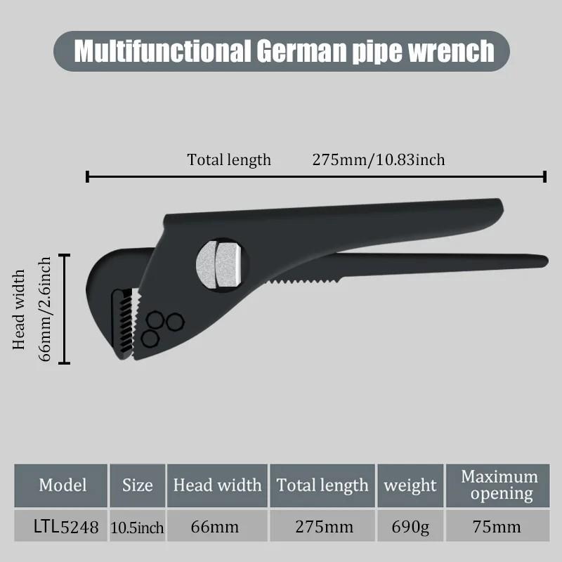 Versatile German Pipe Pliers Steel Multifunction Bathroom Sink Wrench Household Large Open End Spanner Bathroom Pipe Repair