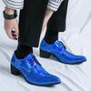 Fashion Luxury Designer New Arrival Men's Charm Blue Black Pointed Lace Up Shoes Male Formal Wedding Prom Dress Prom Loafers Homecoming