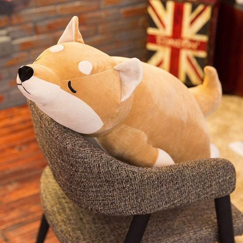 Long Cartoon Shiba Dog Plushie Pillow Stuffed Animals Pillows Cute for Sleeping Hugging Soft Toy Kids Adults Gift