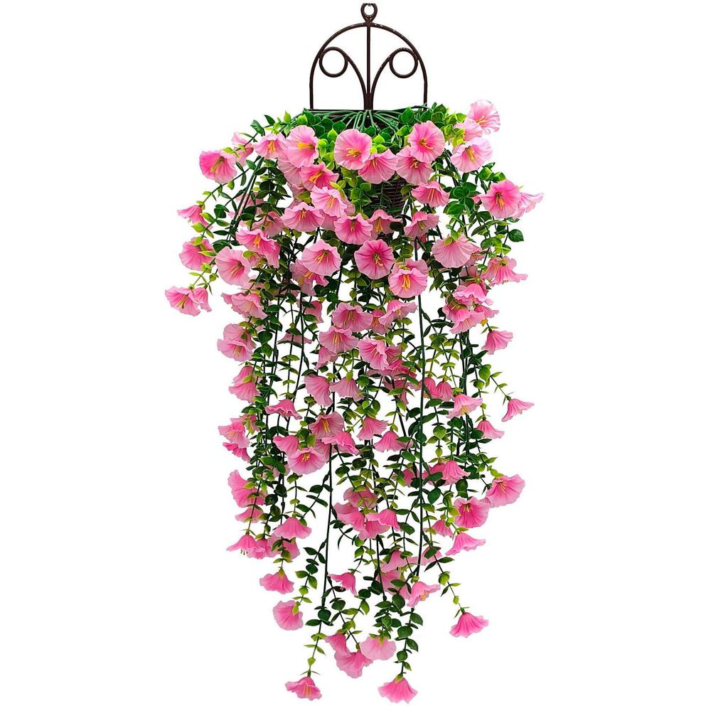 69-Mesh Eucalyptus Flower & Trumpet Hanging Basket for Outdoor Garden Decor