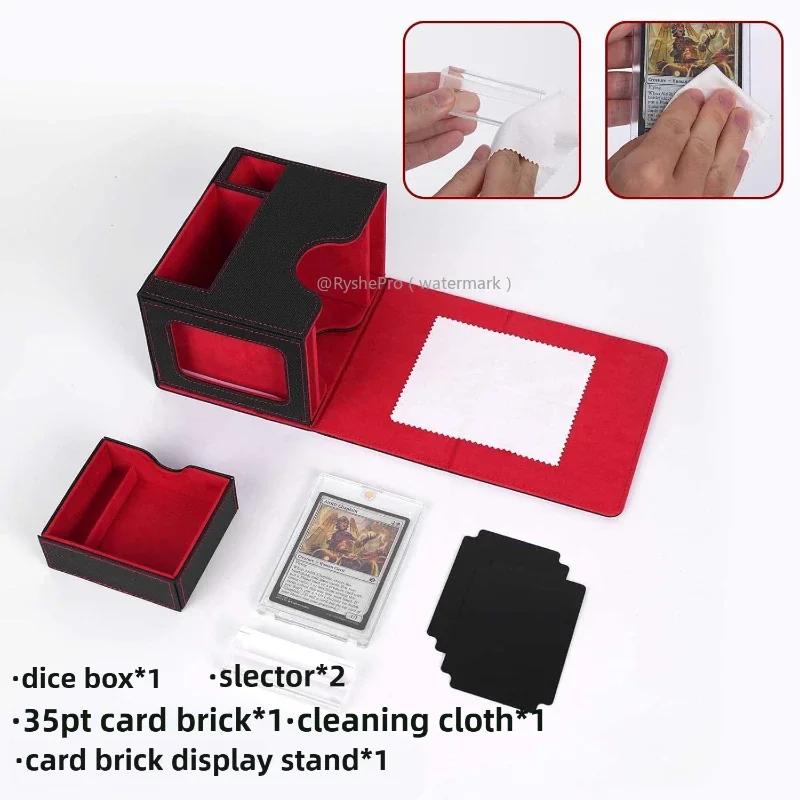 Card Deck Box with Dice Tray for MTG Cards120+ Card Storage Box Fits for TCG CCG PU Leather Strong Magnet Collectible Card Case