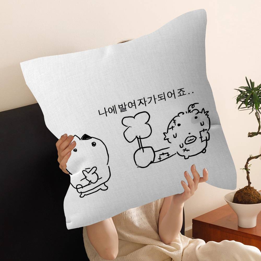 N-Neujeok Pillow Covers Cartoon Sofa Decorative Home Double-sided Printing Short Plush Cute Cushion Cover