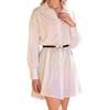 White Collar Loose Long Sleeve Shirt Women's New Sweet Cool Shirt Skirt Short Skirt Long Style Belt