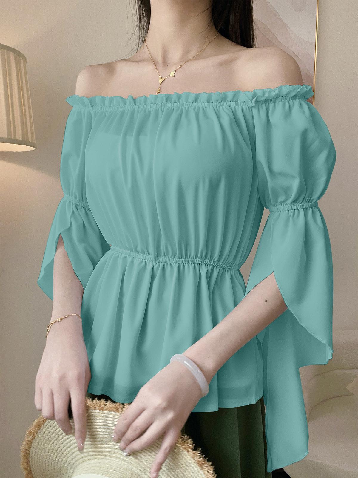 

Women s Renaissance Off-Shoulder Ruffle Sleeve Top, Spring/Summer Collection. Large
