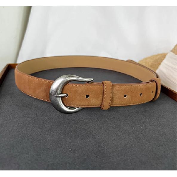 

Ремень осень и зима повседневный матовый серебряный пряжка замша пряжа американский ретро коровья кожа замша ремень для женщин 105*2.8 хаки