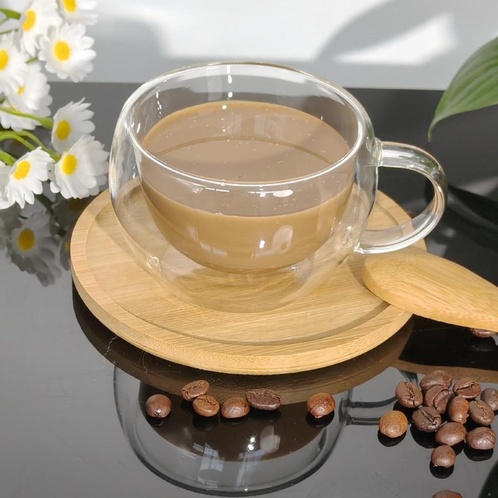 Stylish Double-Layer Glass Milk & Tea Cup - High Borosilicate