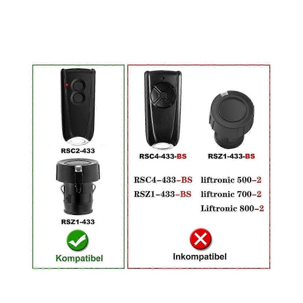 2pcs Garage Door Remote Control for EcoStar RSC2-433 RSE2-433 RSZ1-433, Gate Handheld Transmitter
