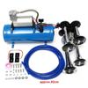 6L 170 PSI 12V/24V  4 Air Train Chrome Horn Trumpet Vehicle Blue Compressor Tubing 150dB