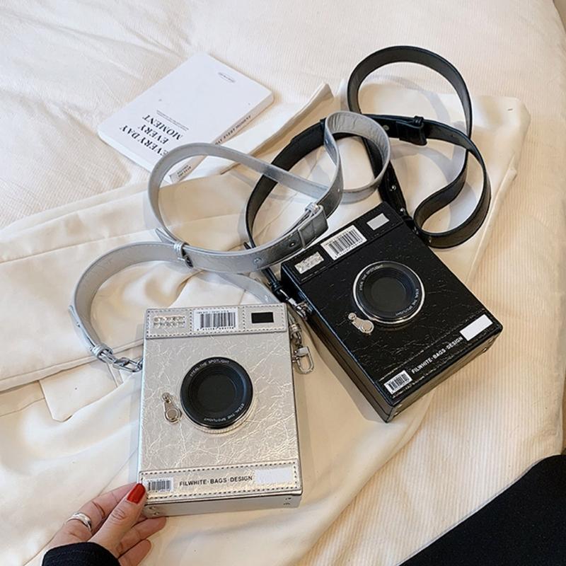 Camera Box Shaped Shoulder Tote Bag Top Handle Purse Crossbody Handbag for Women Girls