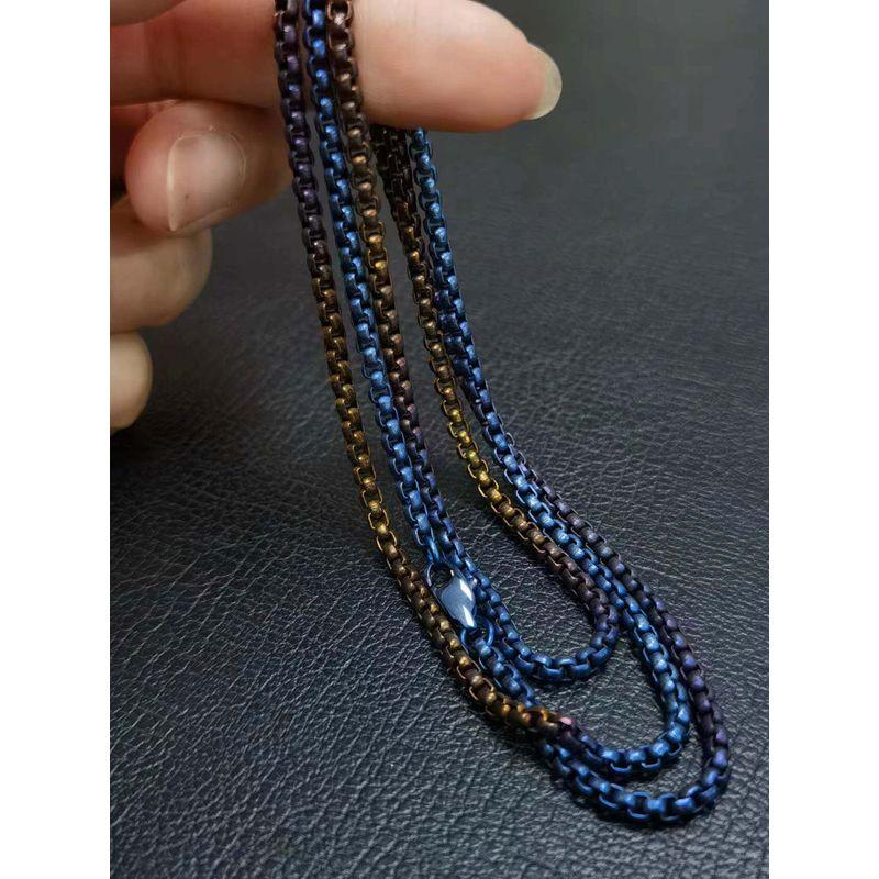 Square Beads Box Chain Pure Titanium 3/4mm Ornament Hip Hop Couple Necklace Necklace Stylish Fashion Men Trendy Amulet