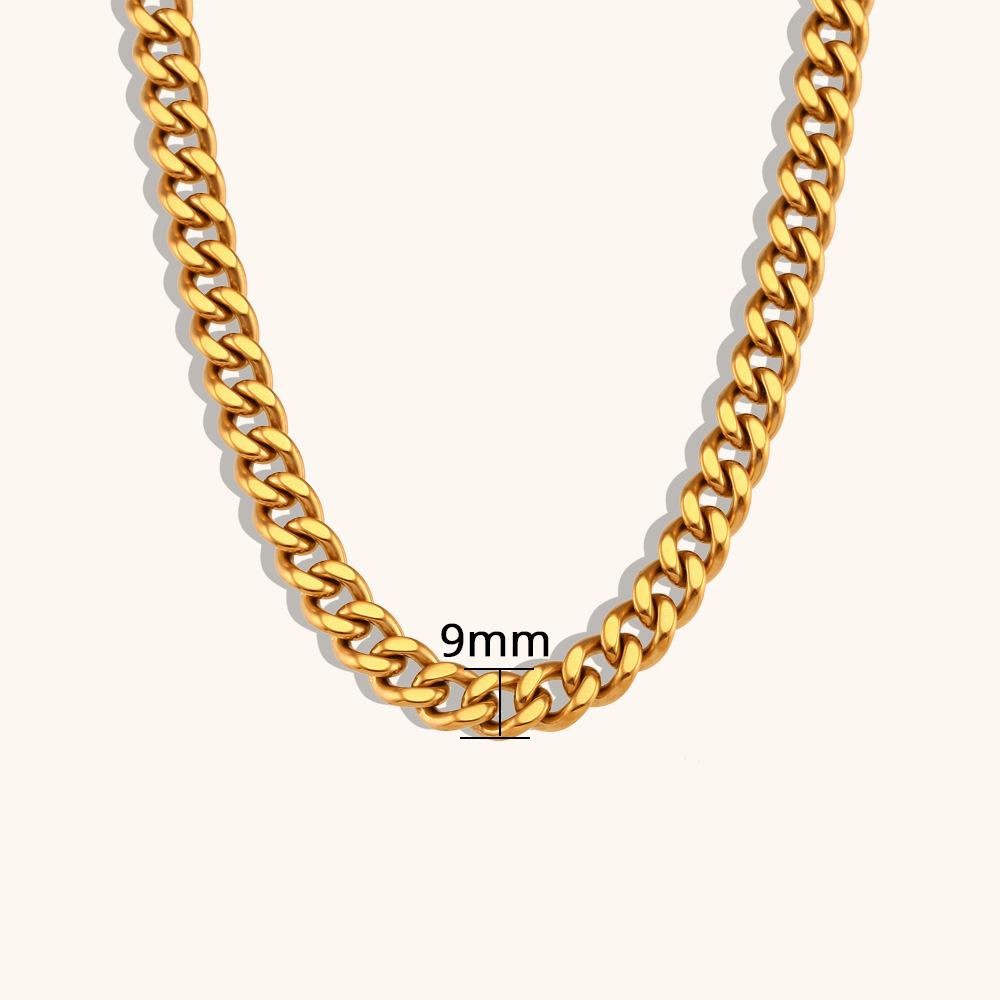 Punk Fashion Cuban Link Chain Necklaces Male Gold Color Stainless Steel Heavy Long Choker Chains For Men Vintage Jewelry Gift