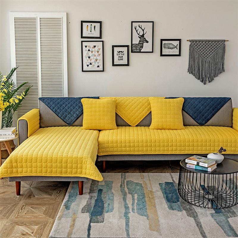 Утолщенный плюшевый чехол для дивана — фото 7