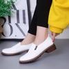 2024 Plus Size Korean Style Women's Mid-Heel Slip-On Leather Casual Shoes
