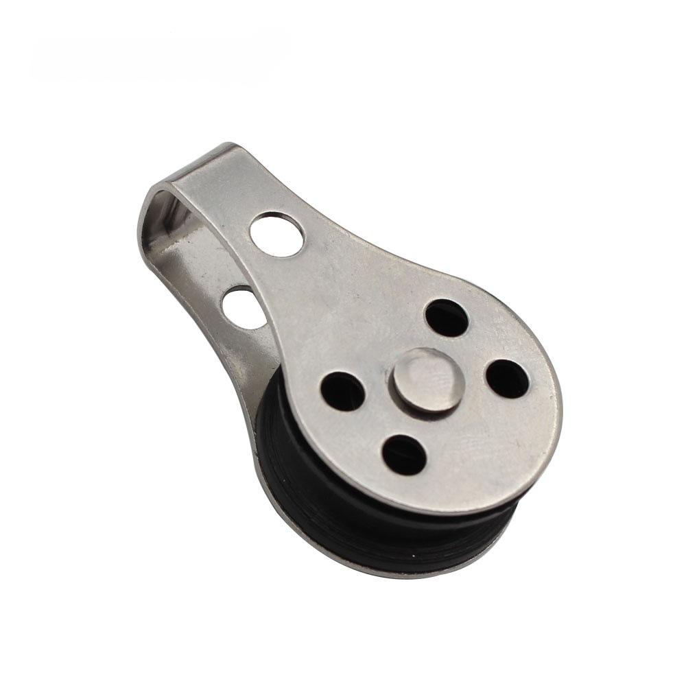 25mm Stainless Steel Marine Pulley Block 2pc 304 Stainless Steel Boat Hardware Block with Nylon Sheave for Sailing Rigging