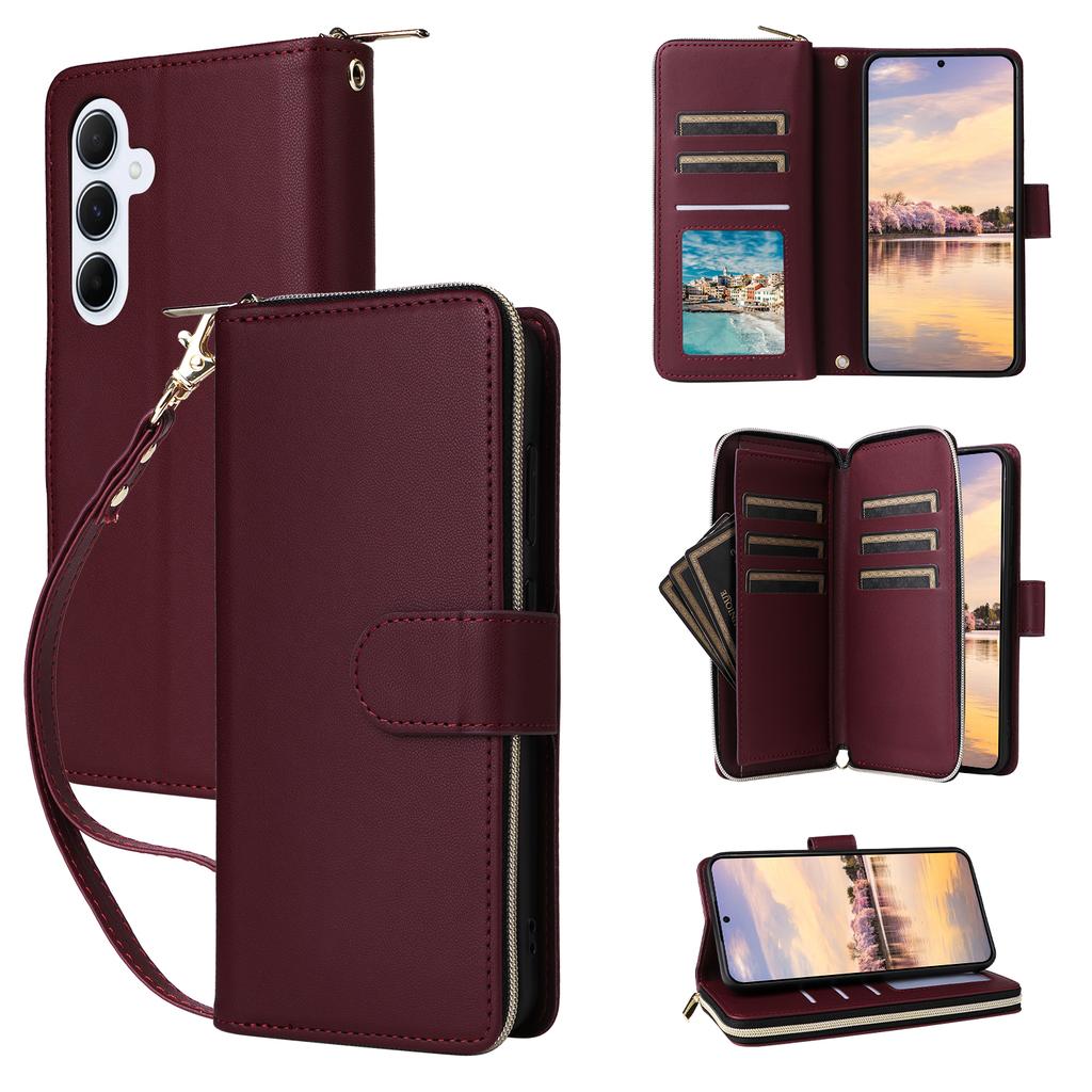 R20 For Samsung Galaxy A55 5G Case Zipper Wallet Stand View Leather Phone Cover