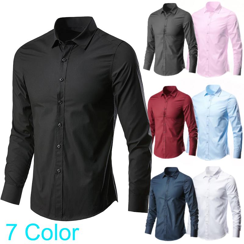 Cheap White Shirt Men's Fashion Long Sleeved Handsome Business Formal