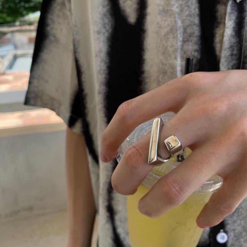Fashion Silver Color Geometric Open Rings for Women Men 2026 New Punk Irregular Adjustable Couple Thick Rings Party Jewelry Gift