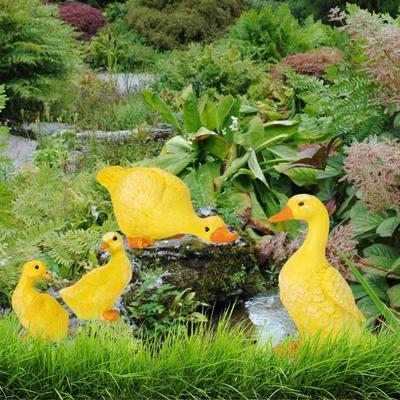 4 Peças Estátuas Engraçadas de Pato, Figuras de Fada, Esculturas Decorativas para Lagoa, Quintal, Exterior, Interior