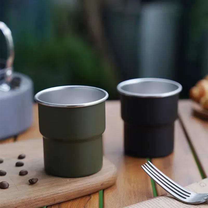 

300ml 304 Stainless Steel Beer Mugs Outdoor Portable Coffee Cup Tea Cup Water Cup Wine Mugs for Camping Picnicking 201-300ml