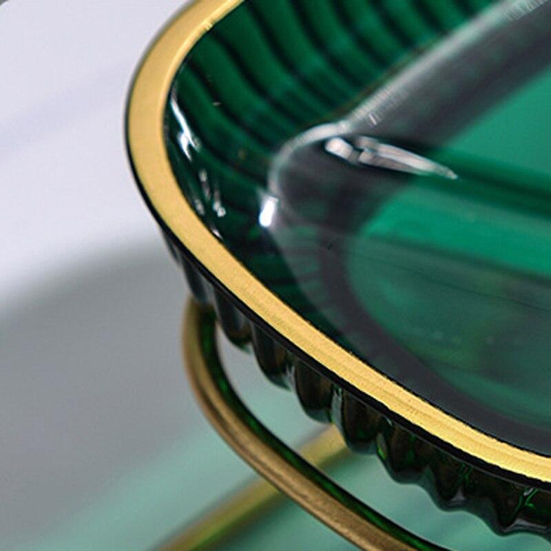 Selbstentleerende Seifenschale in Blattform mit Metallhalterung, leichter Luxus-Seifenhalter für Badezimmer, Badezimmer-Accessoires